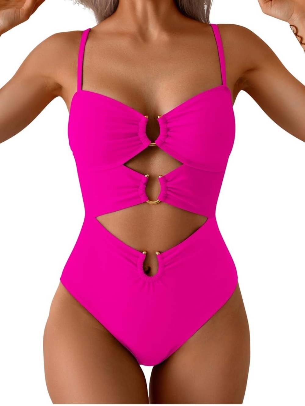 Cutout One Piece Swimsuit With Ring Linked Sexy Monokini. 1951/bb7-1